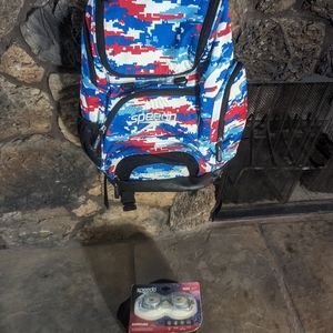 Speedo Swim Printed Teamster Backpack 35L Pixelated Camo + Boomerang Goggles